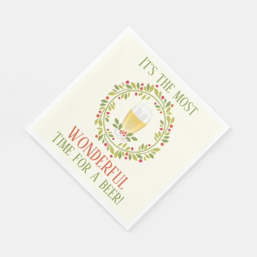 Funny schönste Zeit für ein Bier Weihnachten Serviette (Ecke)