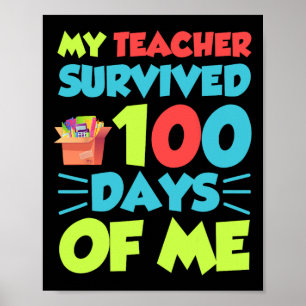 Funny School Boys Girls Kinder geben 100 Tage Scho Poster