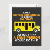 Funny School Bus - Crazy Buss Driver Fun Car Postkarte (Vorne/Hinten)