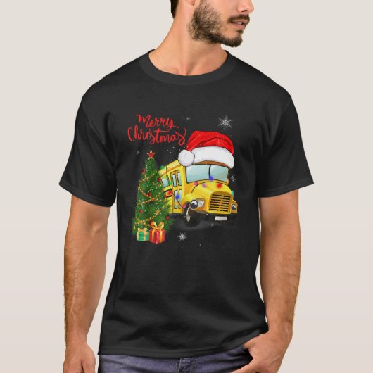 Funny School Bus Fahrer Weihnachtsmannmütze Frohe T-Shirt (Vorderseite)