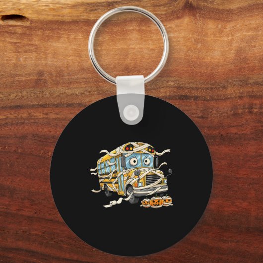 Funny School Bus Mummy Pumpkin Halloween Kids Mens Schlüsselanhänger (Vorderseite)