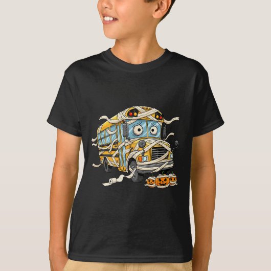 Funny School Bus Mummy Pumpkin Halloween Kids Mens T-Shirt (Vorderseite)