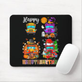 Funny School Bus Witch Turkey Santa Happy Hallotha Mousepad (Mit Mouse)