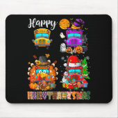 Funny School Bus Witch Turkey Santa Happy Hallotha Mousepad (Vorne)