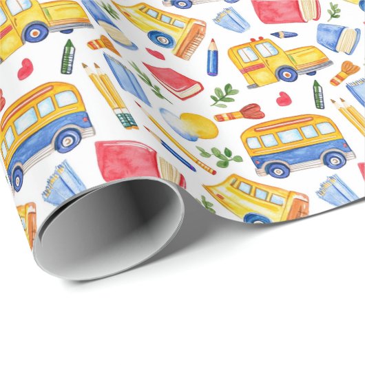 Funny School Bus zurück zum Schulmuster Geschenkpapier (Rolleneckpunkt)