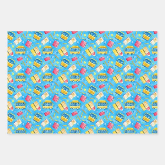 Funny School Bus zurück zum Schulmuster Geschenkpapier Set (Vorderseite 2)