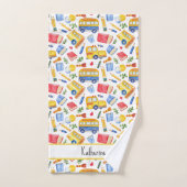 Funny School Bus zurück zum Schulnamen Muster Handtuch (Handtuch)