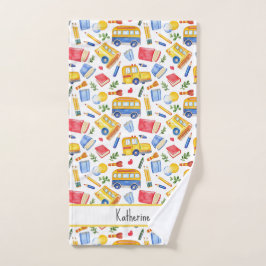 Funny School Bus zurück zum Schulnamen Muster Handtuch