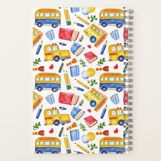 Funny School Bus zurück zum Schulnamen Muster Notizblock (Rückseite)