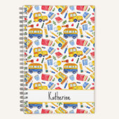 Funny School Bus zurück zum Schulnamen Muster Notizblock (Vorderseite)