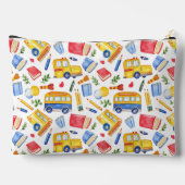 Funny School Bus zurück zum Schulnamen Muster Zubehörtasche (Rückseite)