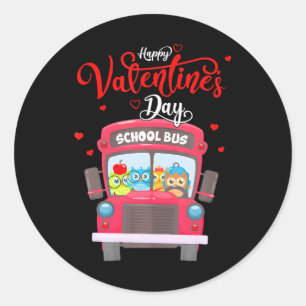 Funny School Busfahrer Owls Valentinstag Runder Aufkleber