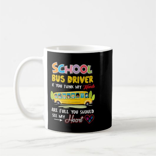 Funny School Busfahrer TShirt Niedlich Herzschlag Kaffeetasse (Links)