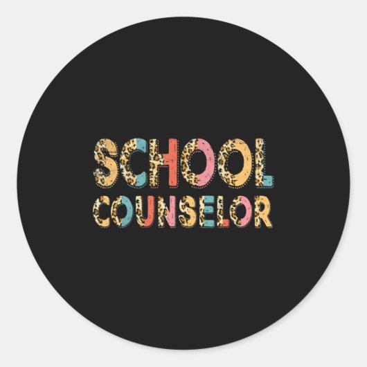 Funny School Counselor Teacher Leopard School Coun Runder Aufkleber (Vorderseite)