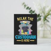 Funny School Custodian Cleaning Janitor Caretaker Postkarte (Stehend Vorderseite)