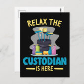 Funny School Custodian Cleaning Janitor Caretaker Postkarte (Vorne/Hinten)