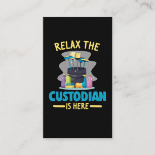 Funny School Custodian Cleaning Janitor Caretaker Visitenkarte