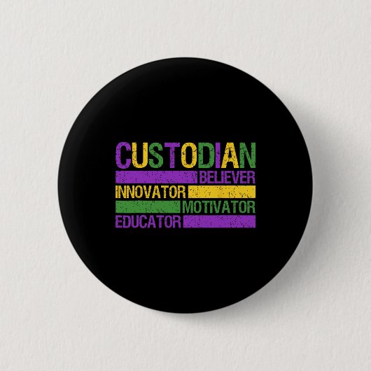 Funny School Custodio Mardi Gras Festival Party m Button (Vorderseite)