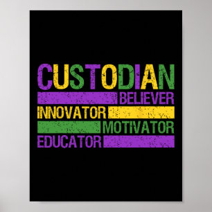 Funny School Custodio Mardi Gras Festival Party m Poster
