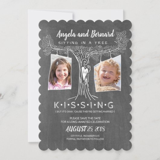 Funny School Fotos | Liebe Eichenbaum Save the Dat Einladung (Vorderseite)