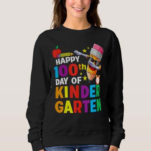 Funny School Kids Dab Happy 100th Day Of Kindergar Sweatshirt (Vorderseite)