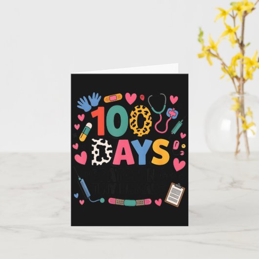 Funny School Nurse 100 Days Patching Tiny Humans I Karte (Gelbe Blume)