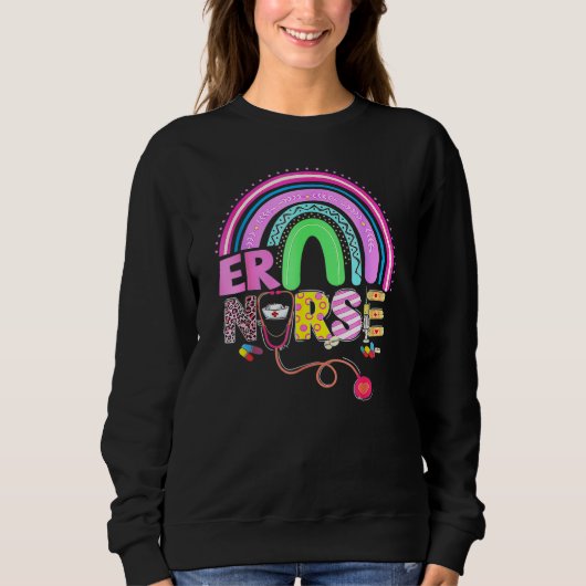 Funny School Nurse Bunny Nursing Rainbow Easter Ch Sweatshirt (Vorderseite)