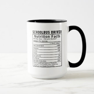 Funny Schoolbus Driver Nutrition Facts Boss Gift Tasse