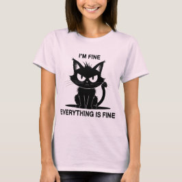 Funny schwarz Spiky Cat Ich bin gut alles ist gut. T-Shirt