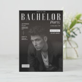 Funny, Schwarz und Weiß, Bachelor-Party Einladung (Stehend Vorderseite)