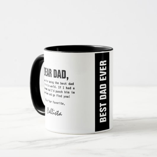 Funny Schwarz-weiß Best Vater Punch-Nachricht Tasse (Vorderseite Links)