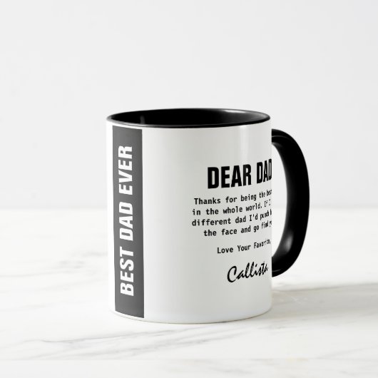 Funny Schwarz-weiß Best Vater Punch-Nachricht Tasse (VorderseiteRechts)