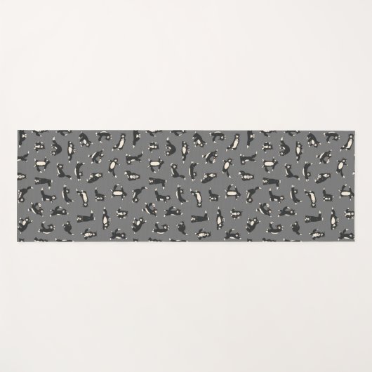 Funny Schwarz-weiß Cats Doing Pattern Yoga Mat Yogamatte (Vorderseite (Horizontal))