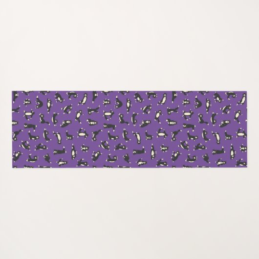 Funny Schwarz-weiß Cats Doing Pattern Yoga Mat Yogamatte (Rückseite (Horizontal))