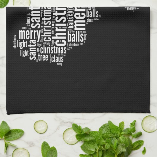 Funny Schwarz-weiß Frohe Weihnachtstypografie Handtuch (Gefaltet)