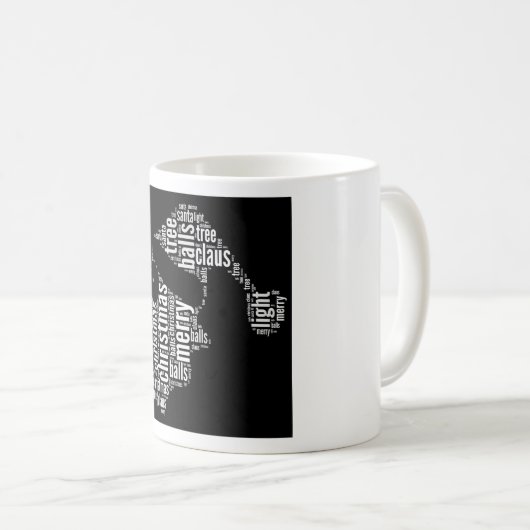 Funny Schwarz-weiß Frohe Weihnachtstypografie Kaffeetasse (VorderseiteRechts)