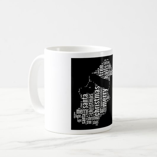 Funny Schwarz-weiß Frohe Weihnachtstypografie Kaffeetasse (Vorderseite Links)