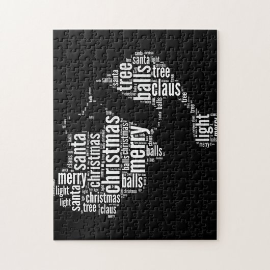 Funny Schwarz-weiß Frohe Weihnachtstypografie Puzzle (Vertikal)