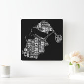 Funny Schwarz-weiß Frohe Weihnachtstypografie Quadratische Wanduhr (Zuhause)