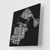 Funny Schwarz-weiß Frohe Weihnachtstypografie Quadratische Wanduhr (Winkel)