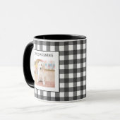Funny Schwarz-weiß Gingham 2 Dog Foto Custom Tasse (Vorderseite Links)