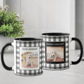 Funny Schwarz-weiß Gingham 2 Dog Foto Custom Tasse