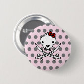 Funny Schwarz-weiß Jolly Kitty Pirate Skull Bone Button (Vorne & Hinten)