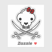 Funny Schwarz-weiß Jolly Kitty Pirate Skull Bones Aufkleber (Blatt)