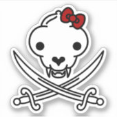 Funny Schwarz-weiß Jolly Kitty Pirate Skull Bones Aufkleber (Vorderseite)