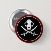 Funny Schwarz-weiß Jolly Kitty Pirate Skull Bones Button (Vorne & Hinten)