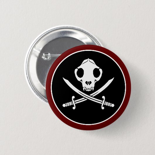 Funny Schwarz-weiß Jolly Kitty Pirate Skull Bones Button (Vorne & Hinten)