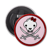 Funny Schwarz-weiß Jolly Kitty Pirate Skull Bones Flaschenöffner (Vorderseite)