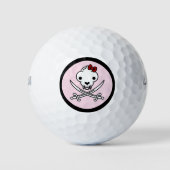 Funny Schwarz-weiß Jolly Kitty Pirate Skull Bones Golfball (Vorderseite)