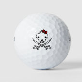 Funny Schwarz-weiß Jolly Kitty Pirate Skull Bones Golfball (Vorderseite)